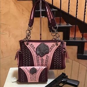 Montana West Indian Chief concho bag +wallet set